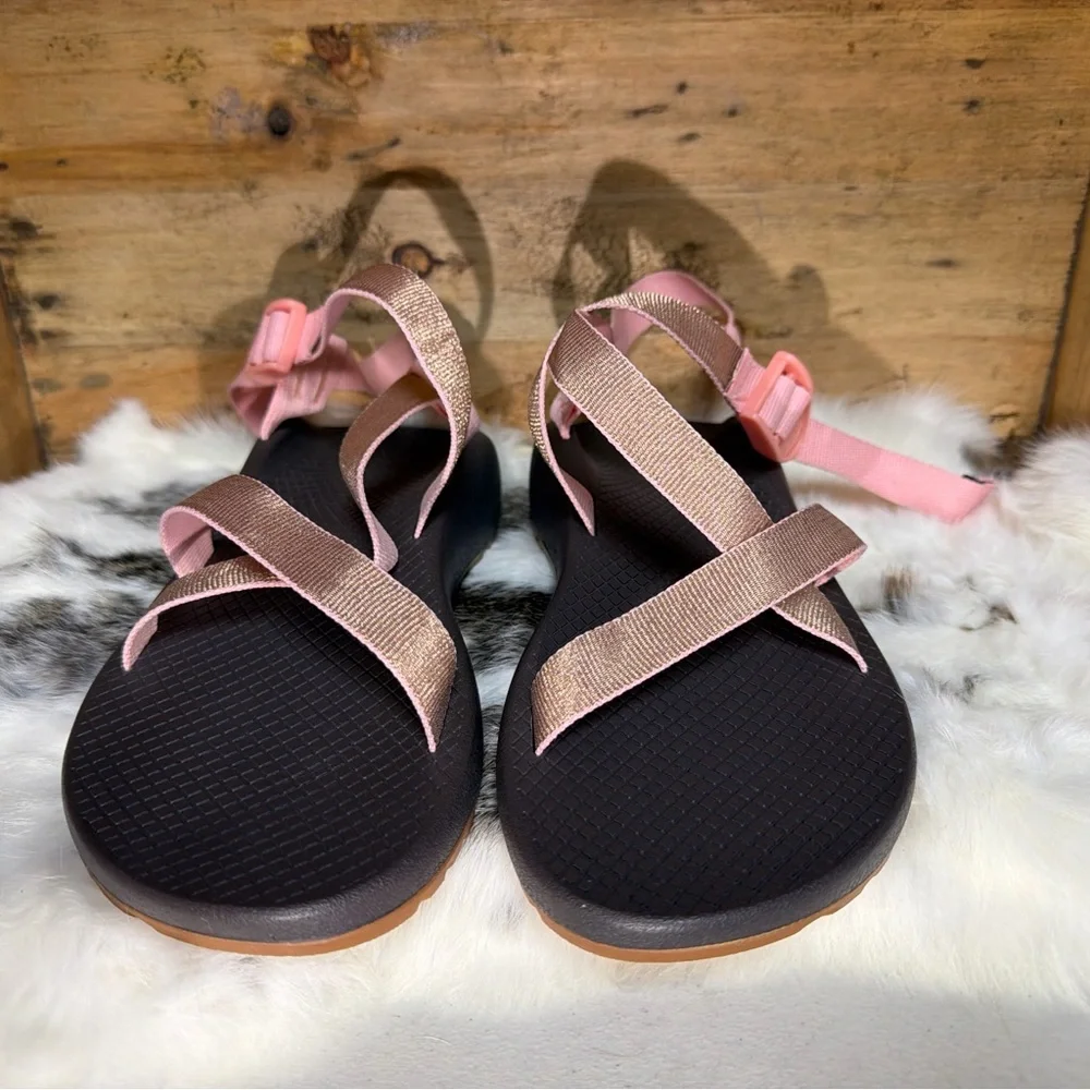 Chaco Z2 Women's Sandals Brown with Pink Straps - Picture 2 of 12